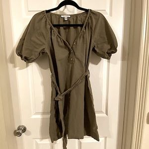 Free Assembly Army Green Dress with Tie Waist